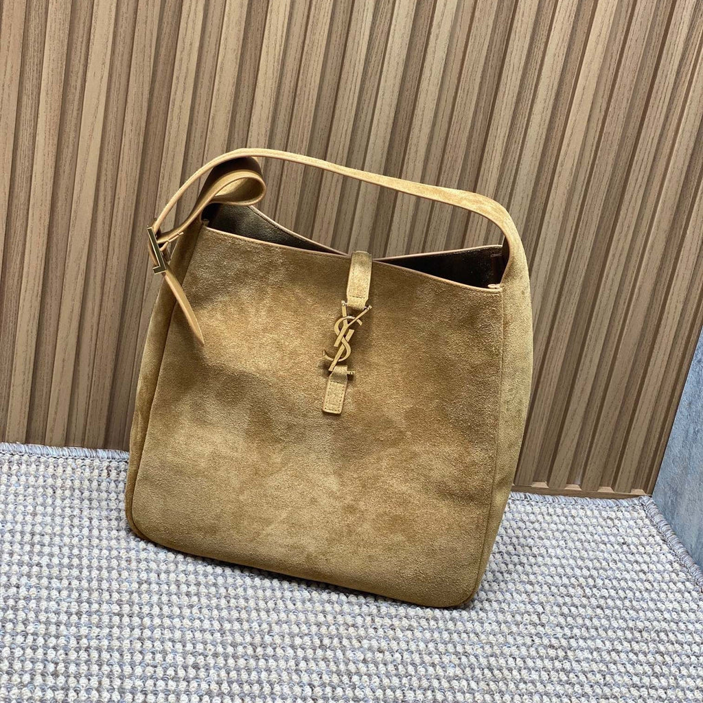 SAINT LAURENT LE 5 À 7 SUPPLE BAG 31 IN PEANUT BROWN SUEDE