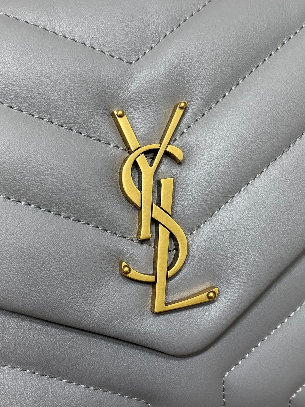 SAINT LAURENT LOULOU SMALL 25 IN ASH BLUE LAMBSKIN GOLD HARDWARE
