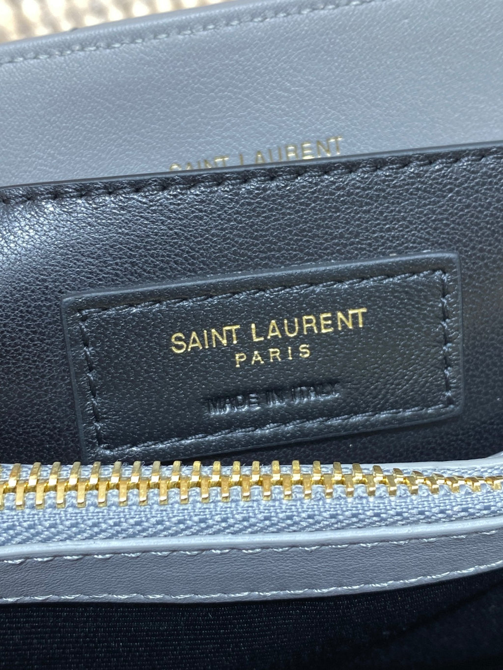 SAINT LAURENT LOULOU SMALL 25 IN ASH BLUE LAMBSKIN GOLD HARDWARE