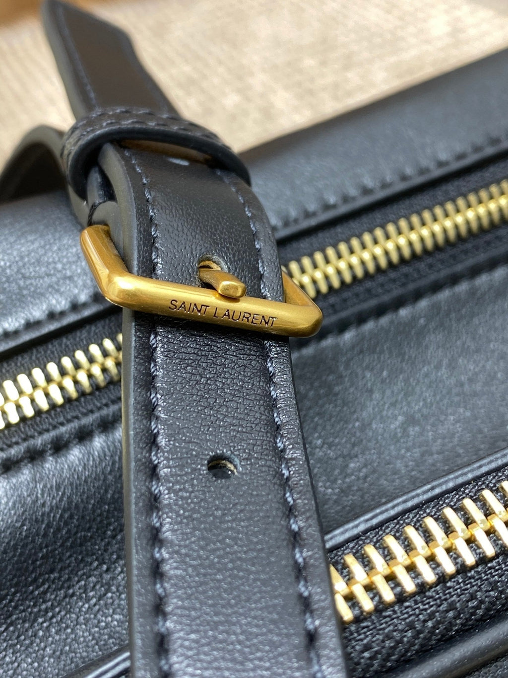 SAINT LAURENT SMALL TRAVEL BAG 31 IN BLACK QUILTED LAMBSKIN GOLD HARDWARE
