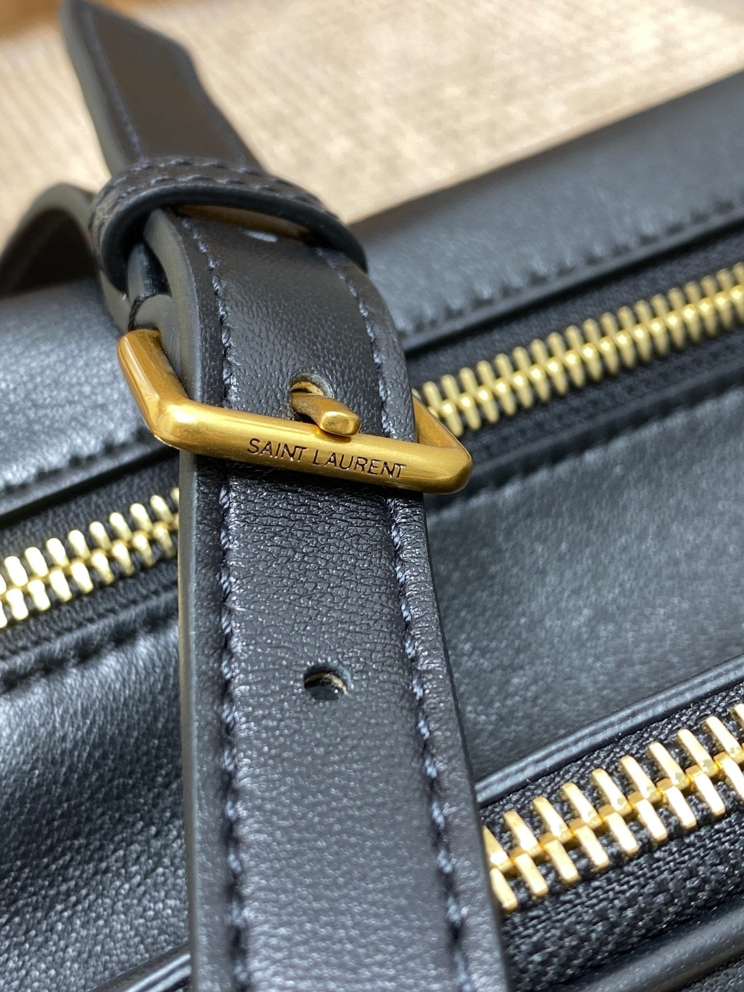 SAINT LAURENT SMALL TRAVEL BAG 31 IN BLACK QUILTED LAMBSKIN GOLD HARDWARE