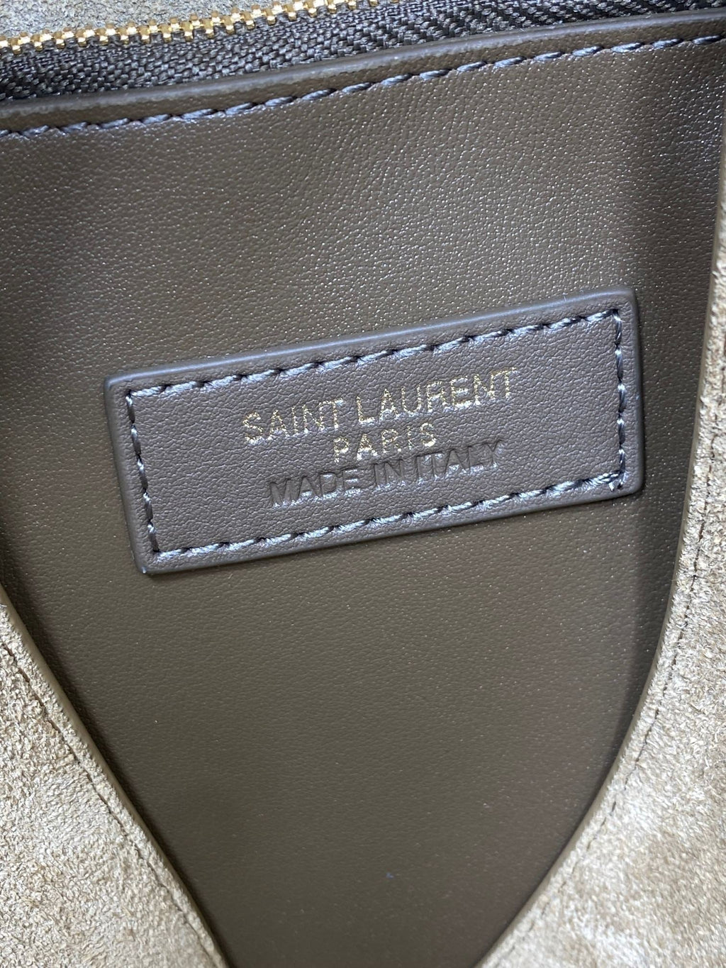 SAINT LAURENT LE 5 À 7 SUPPLE BAG 31 IN KHAKI BROWN SUEDE