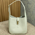 SAINT LAURENT LE 5 À 7 SMALL SUPPLE 22 IN WHITE CALFSKIN GOLD BUCKLE