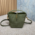 SAINT LAURENT LE 37 SMALL BUCKET BAG 20 IN HUNTER GREEN SUEDE GOLD HARDWARE