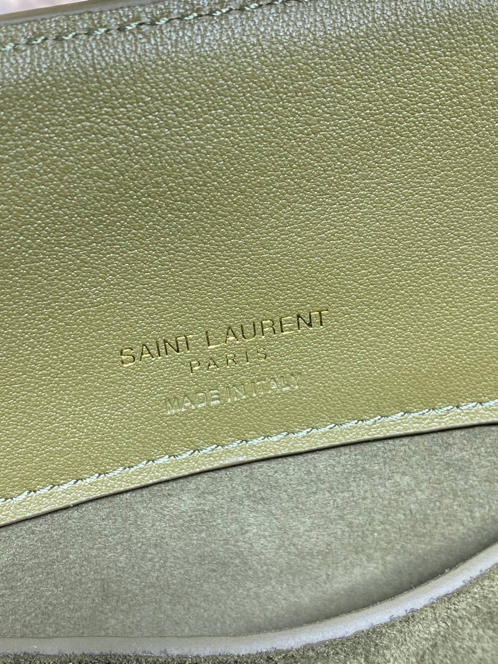 SAINT LAURENT LE 37 SMALL BUCKET BAG 20 IN HUNTER GREEN SUEDE GOLD HARDWARE