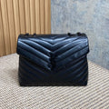SAINT LAURENT LOULOU SHOULDER BAG 32 IN BLACK QUILTED LAMBSKIN BLACK HARDWARE