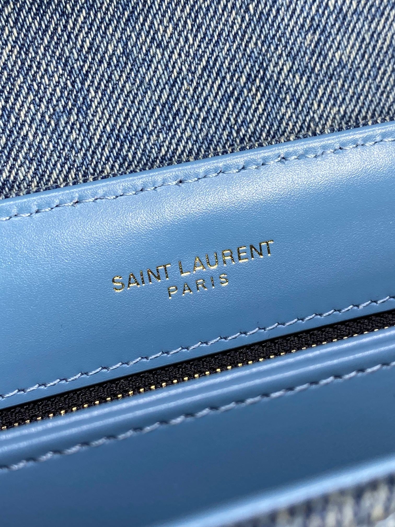 SAINT LAURENT LOULOU MINI BAG 20 IN BLUE DENIM GOLD HARDWARE