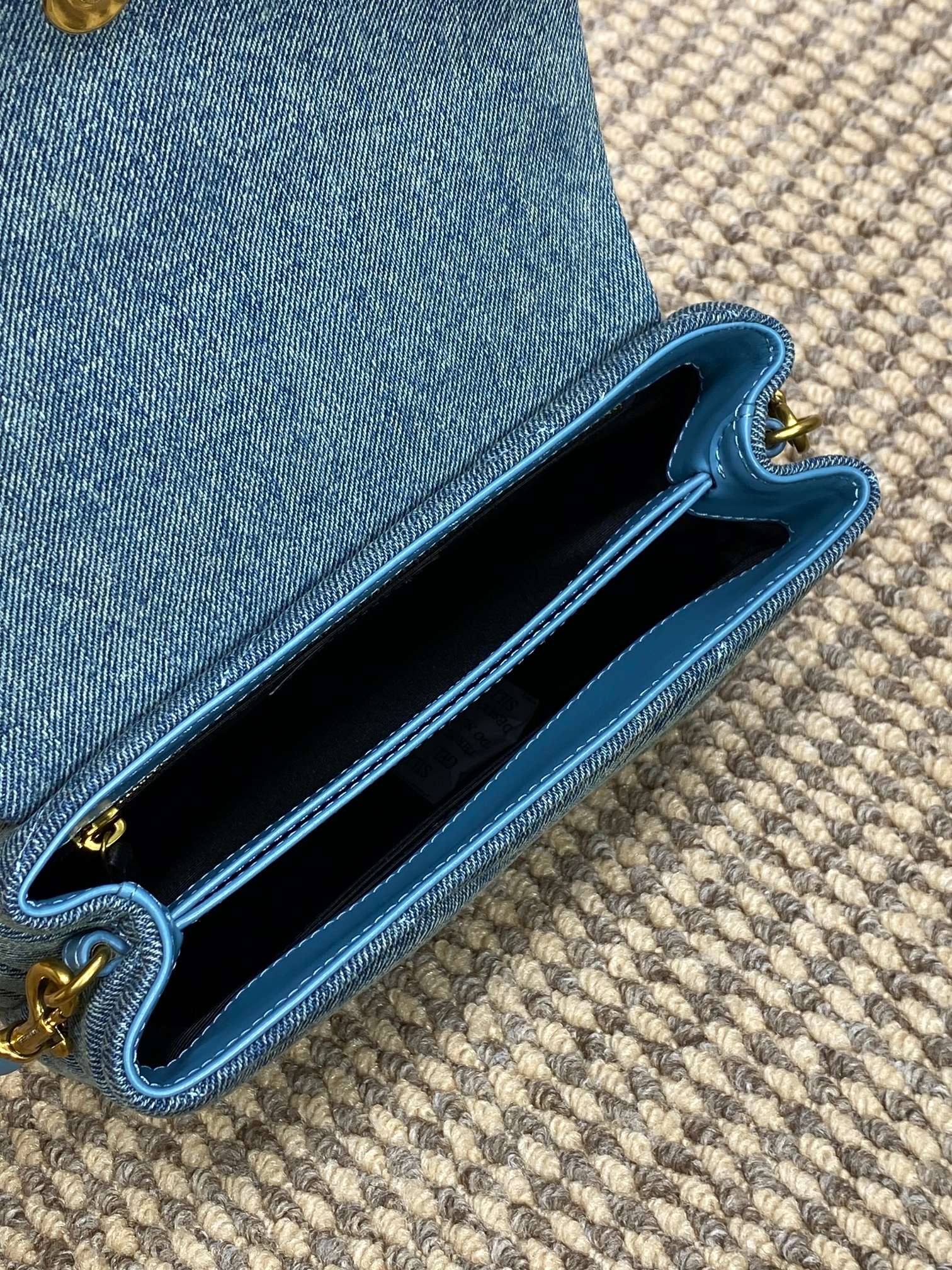 SAINT LAURENT LOULOU MINI BAG 20 IN BLUE DENIM GOLD HARDWARE