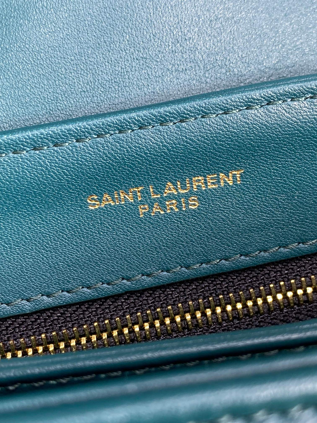 SAINT LAURENT LOULOU MINI BAG 20 IN DARK CYAN LAMBSKIN GOLD HARDWARE