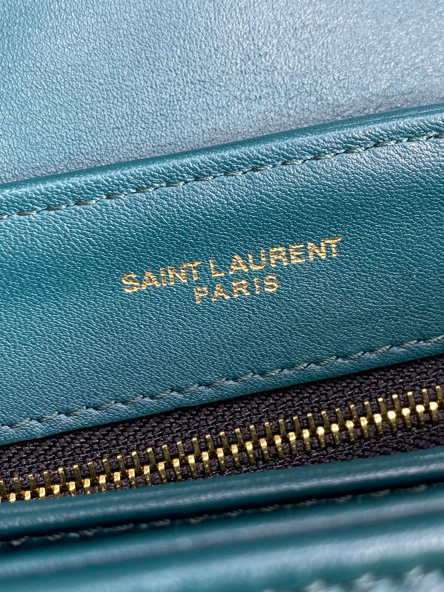 SAINT LAURENT LOULOU MINI BAG 20 IN DARK CYAN LAMBSKIN GOLD HARDWARE