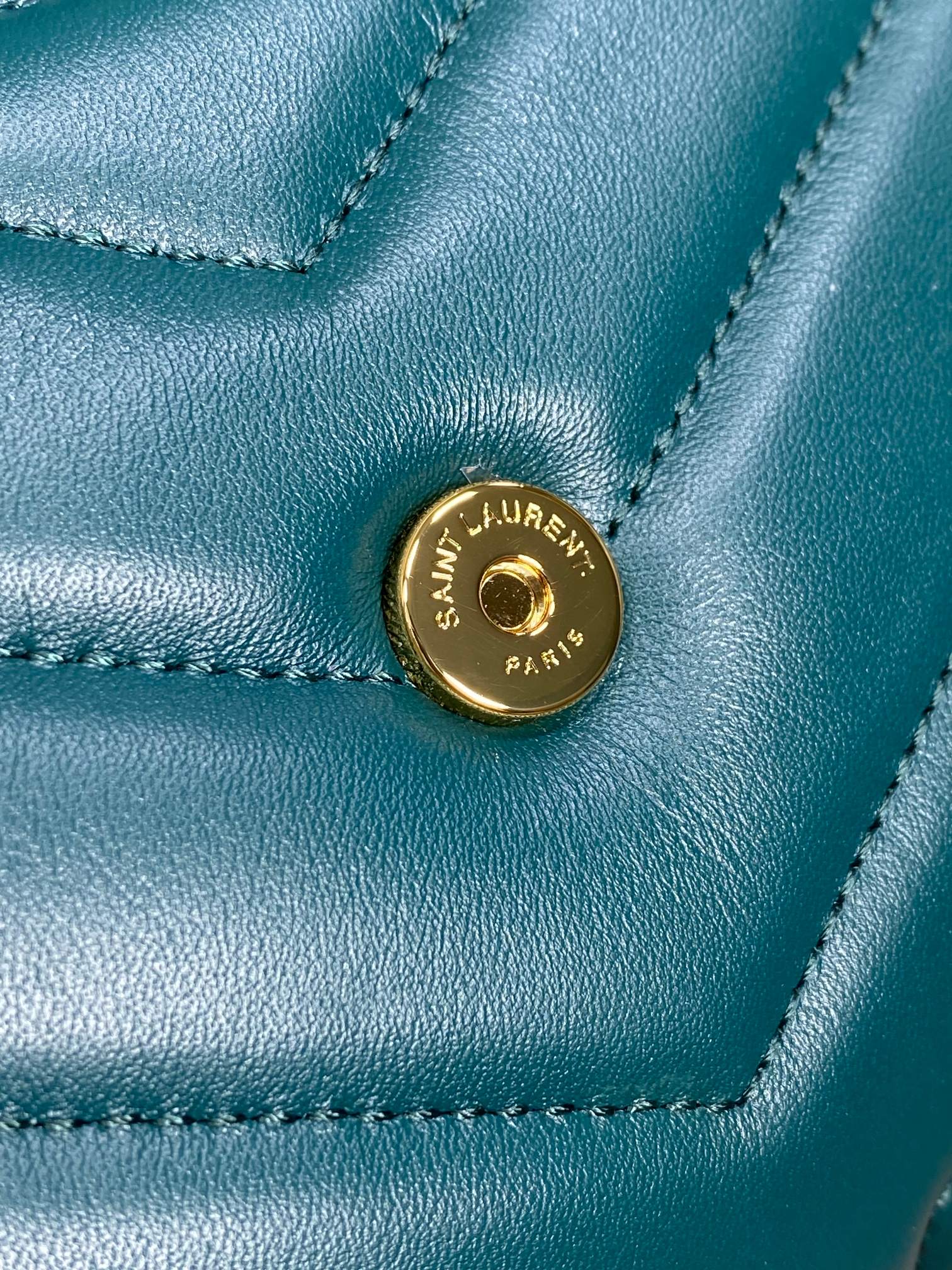 SAINT LAURENT LOULOU MINI BAG 20 IN DARK CYAN LAMBSKIN GOLD HARDWARE