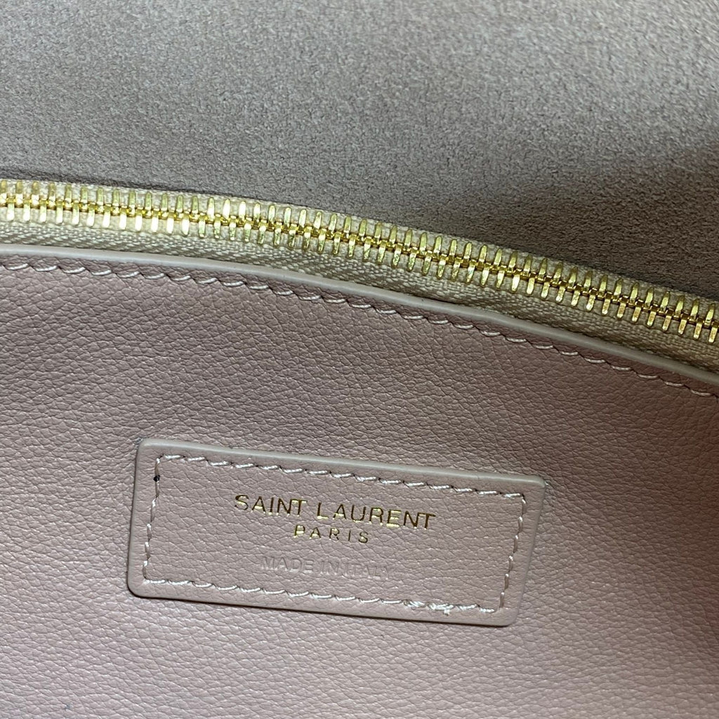 SAINT LAURENT LE 5 À 7 SMALL SUPPLE 22 IN BABBY PINK CALFSKIN GOLD BUCKLE