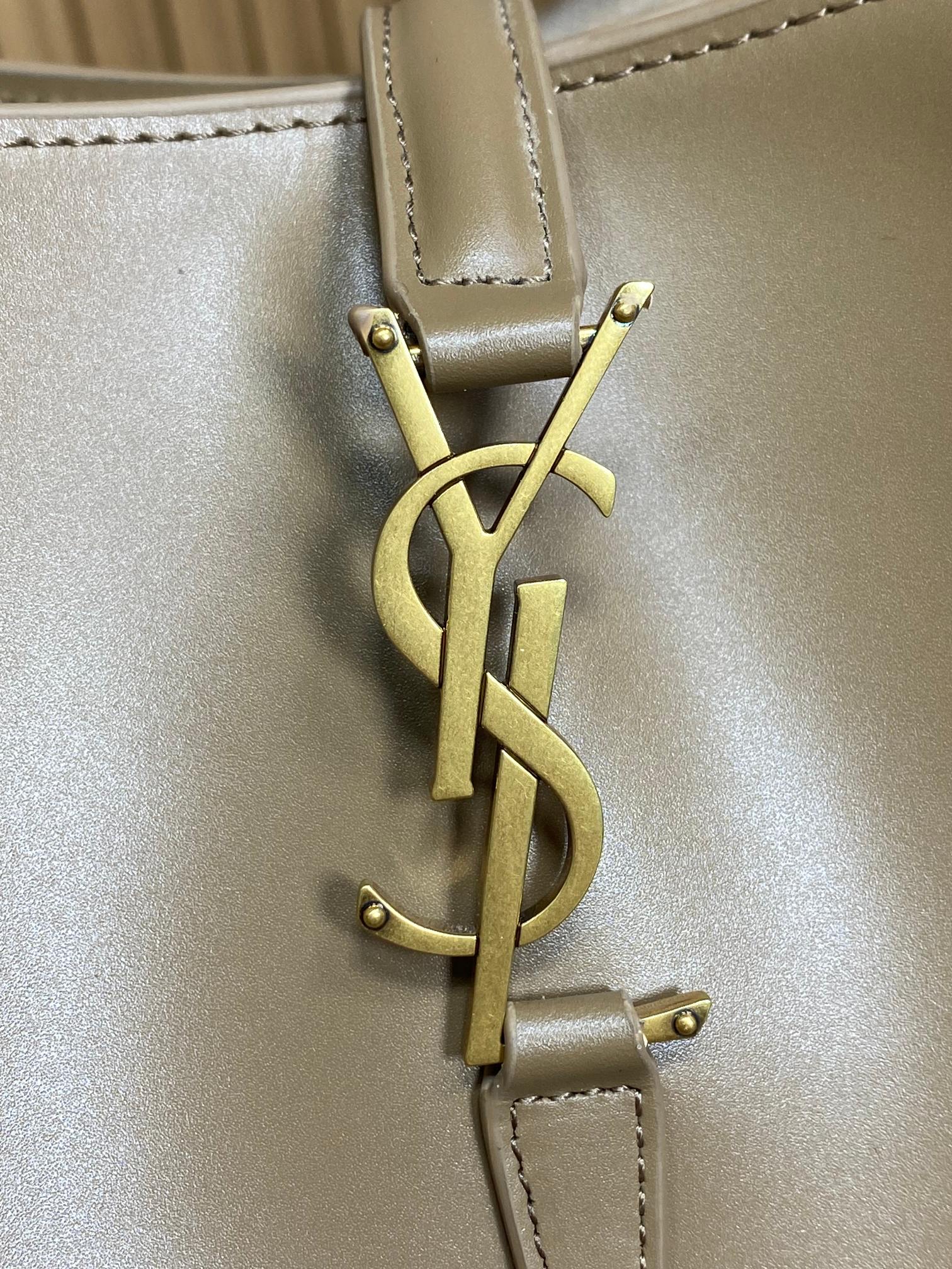 SAINT LAURENT LE 37 MEDIUM BUCKET BAG 25 IN CEDAR BROWN CALFSKIN GOLD HARDWARE