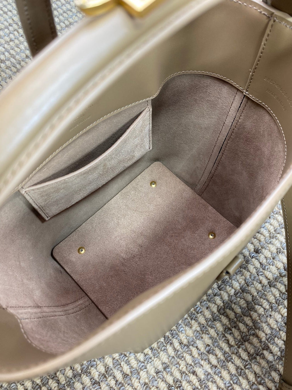 SAINT LAURENT LE 37 SMALL BUCKET BAG 20 IN CEDAR BROWN CALFSKIN GOLD HARDWARE