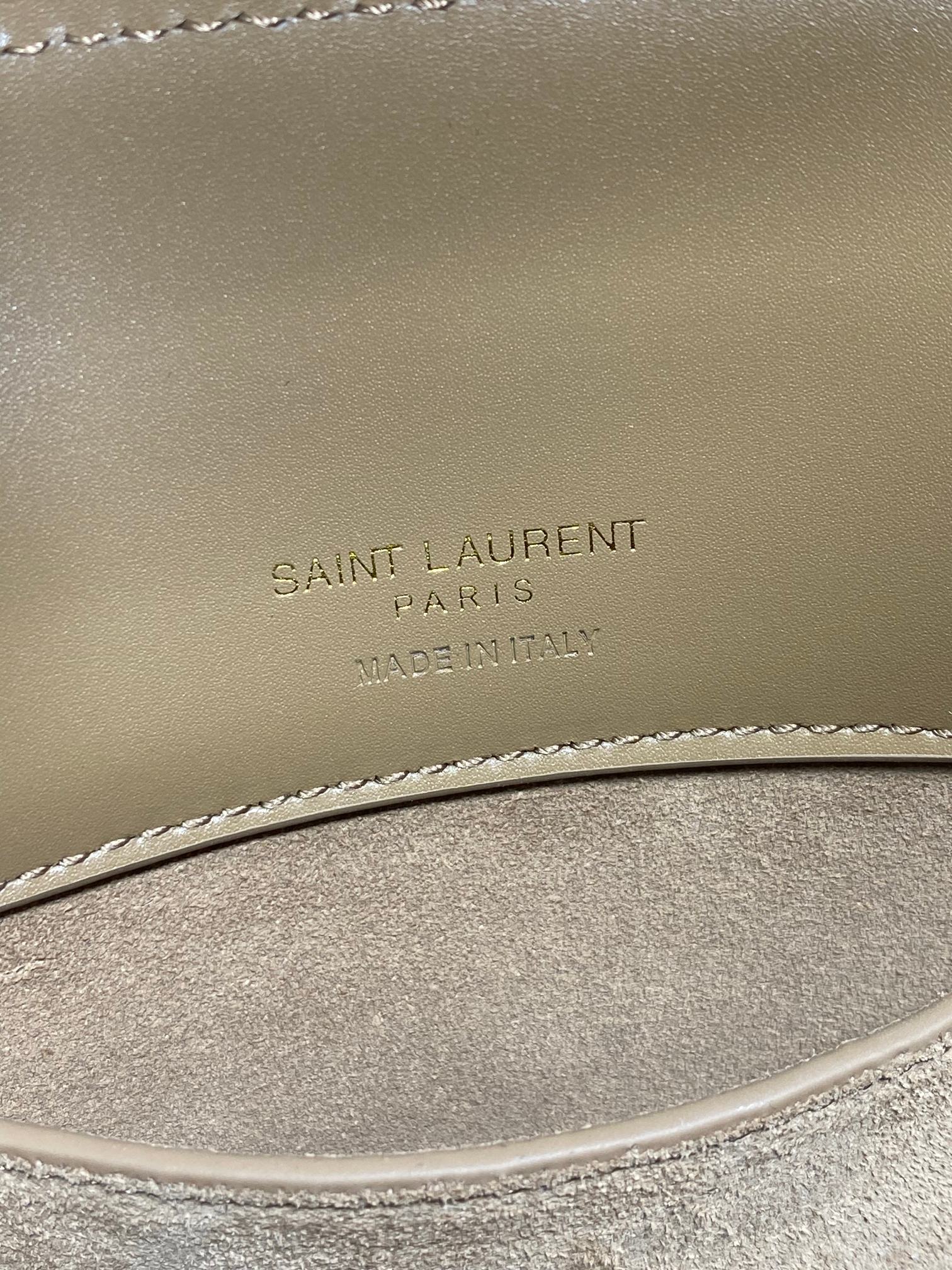 SAINT LAURENT LE 37 SMALL BUCKET BAG 20 IN CEDAR BROWN CALFSKIN GOLD HARDWARE