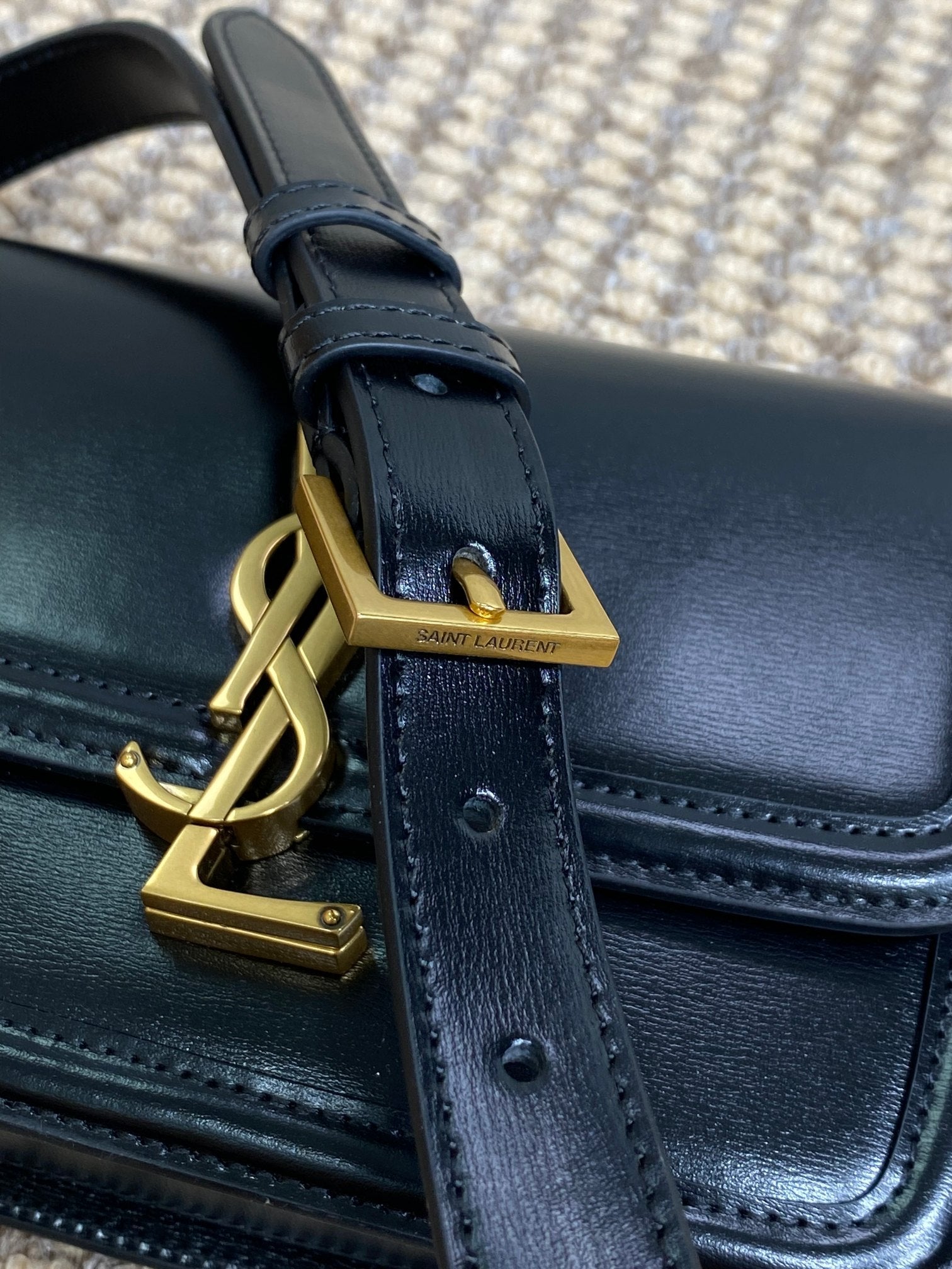 SAINT LAURENT SOLFERINO SMALL SATCHEL 19 IN BLACK CALFSKIN GOLD HARDWARE