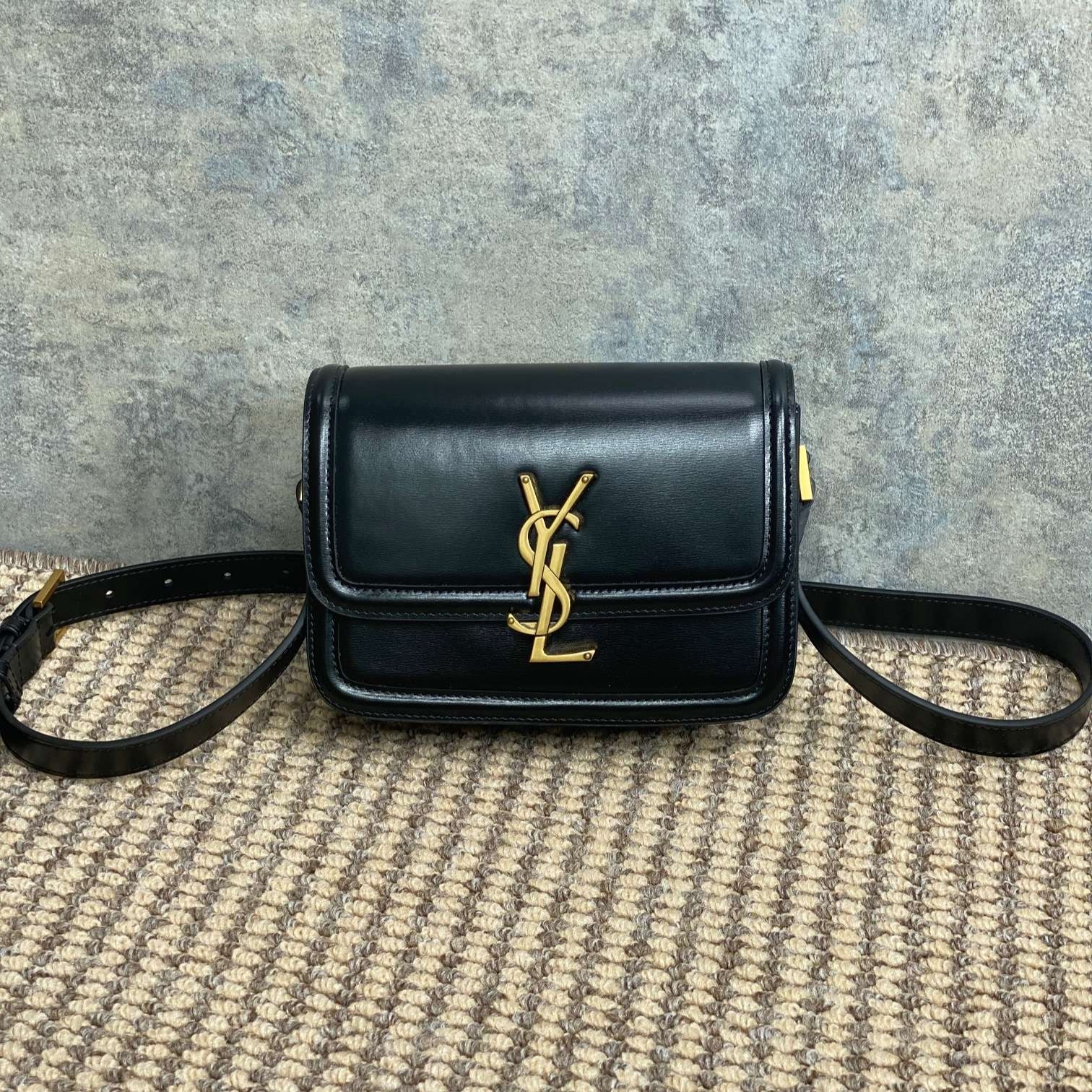 SAINT LAURENT SOLFERINO SMALL SATCHEL 19 IN BLACK CALFSKIN GOLD HARDWARE