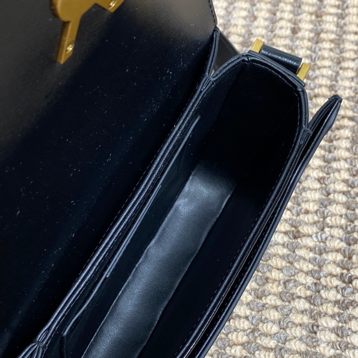 SAINT LAURENT SOLFERINO SMALL SATCHEL 19 IN BLACK CALFSKIN GOLD HARDWARE