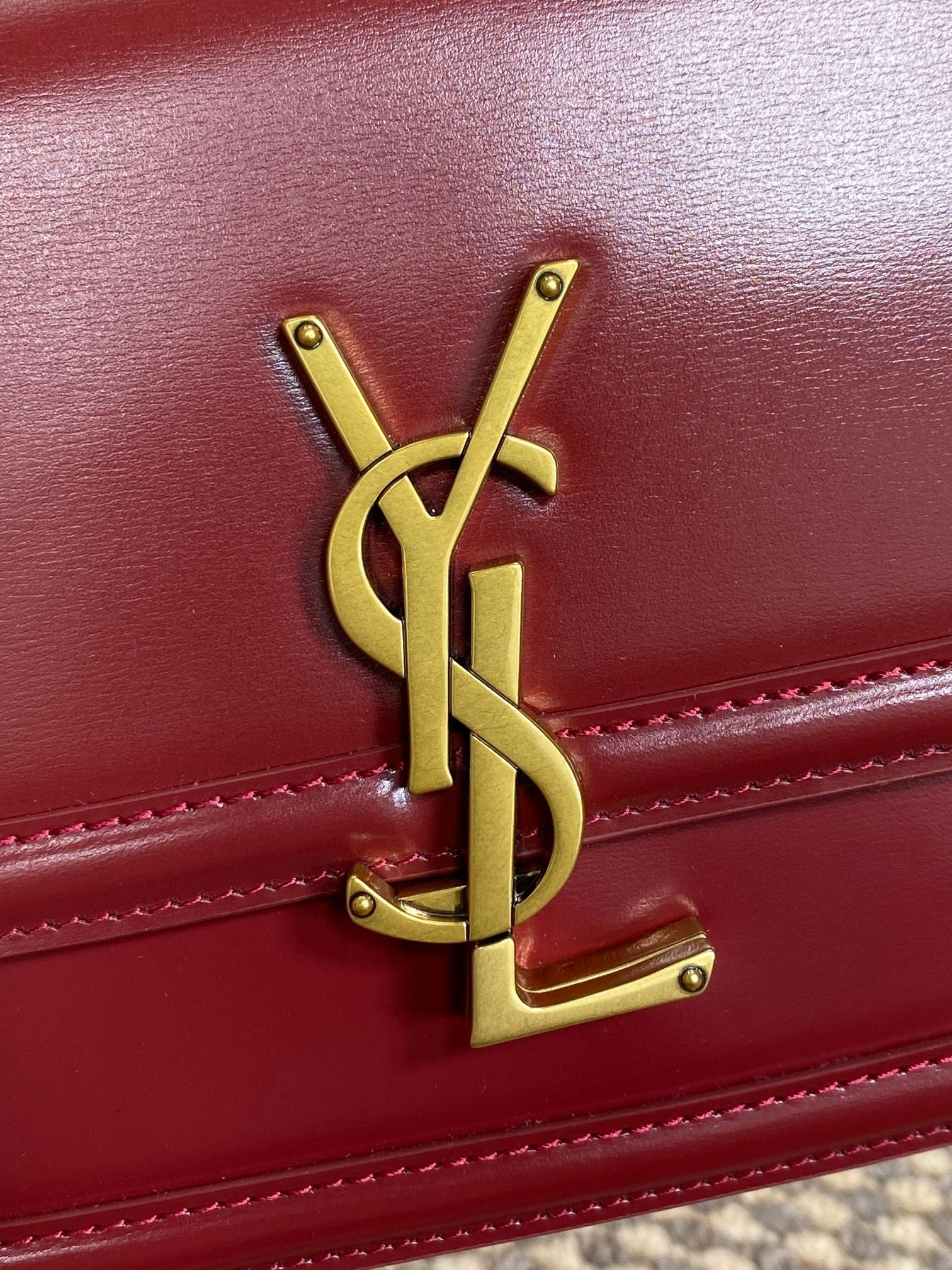 SAINT LAURENT SOLFERINO SMALL SATCHEL 19 IN SCARLET RED CALFSKIN GOLD HARDWARE