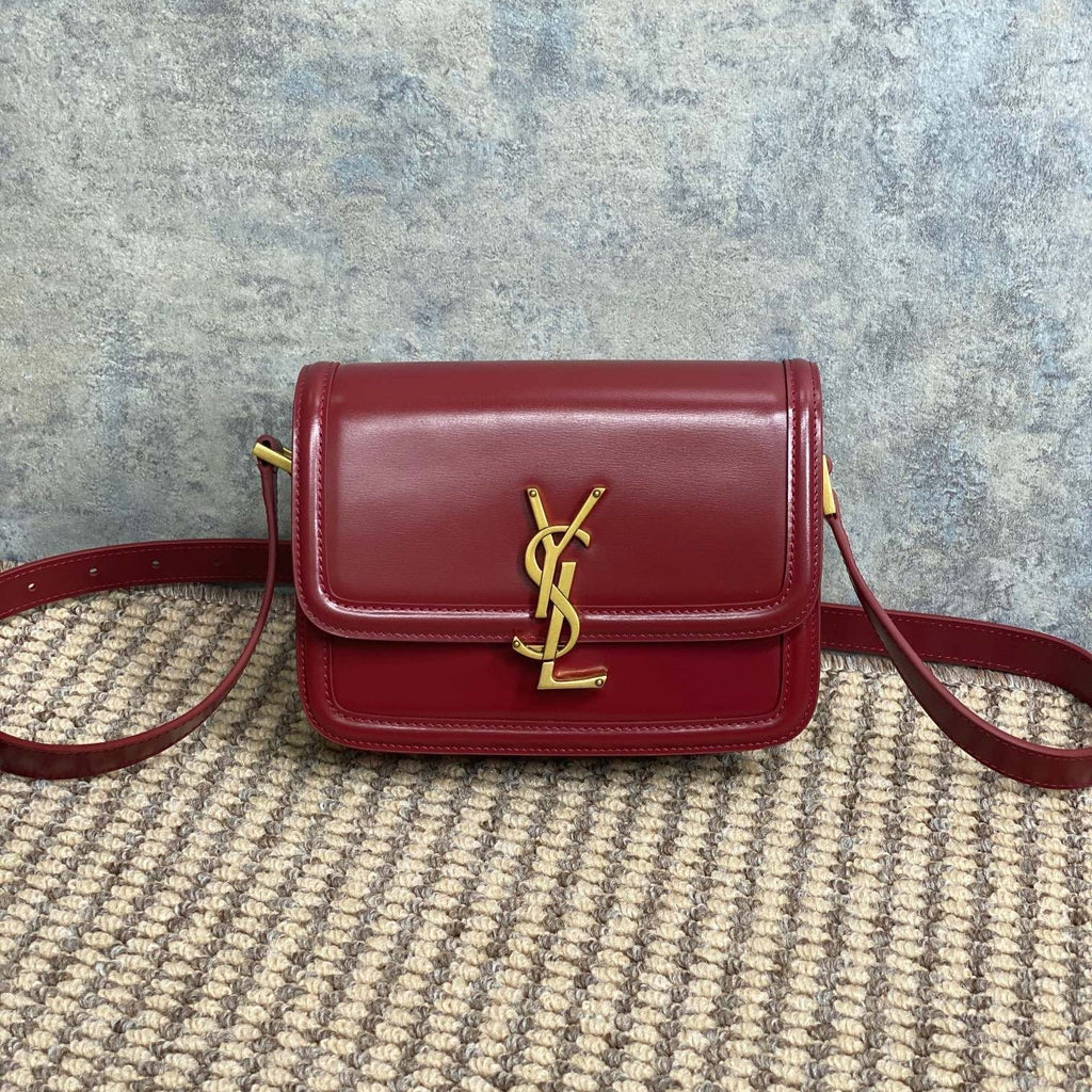 SAINT LAURENT SOLFERINO SMALL SATCHEL 19 IN SCARLET RED CALFSKIN GOLD HARDWARE
