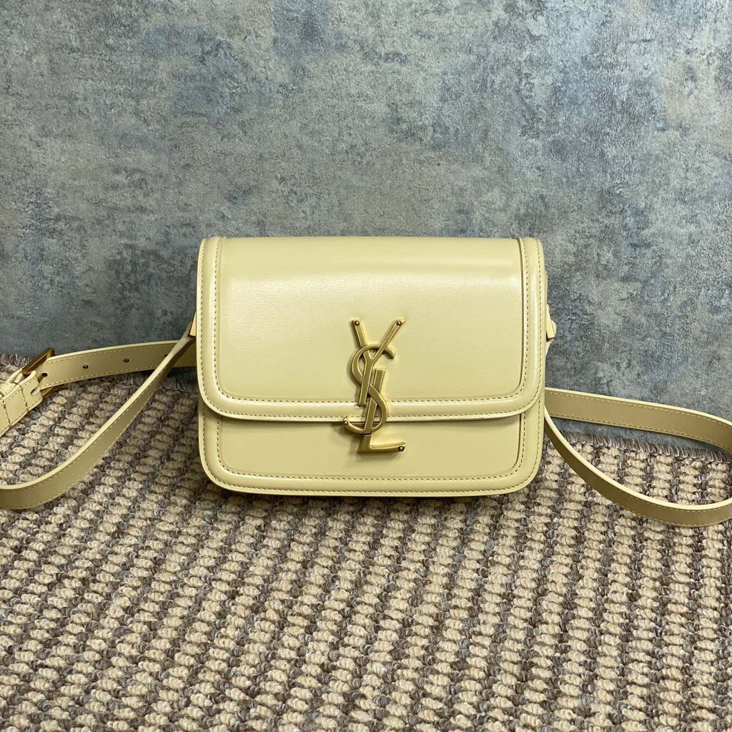 SAINT LAURENT SOLFERINO SMALL SATCHEL 19 IN CANARY YELLOW CALFSKIN GOLD HARDWARE