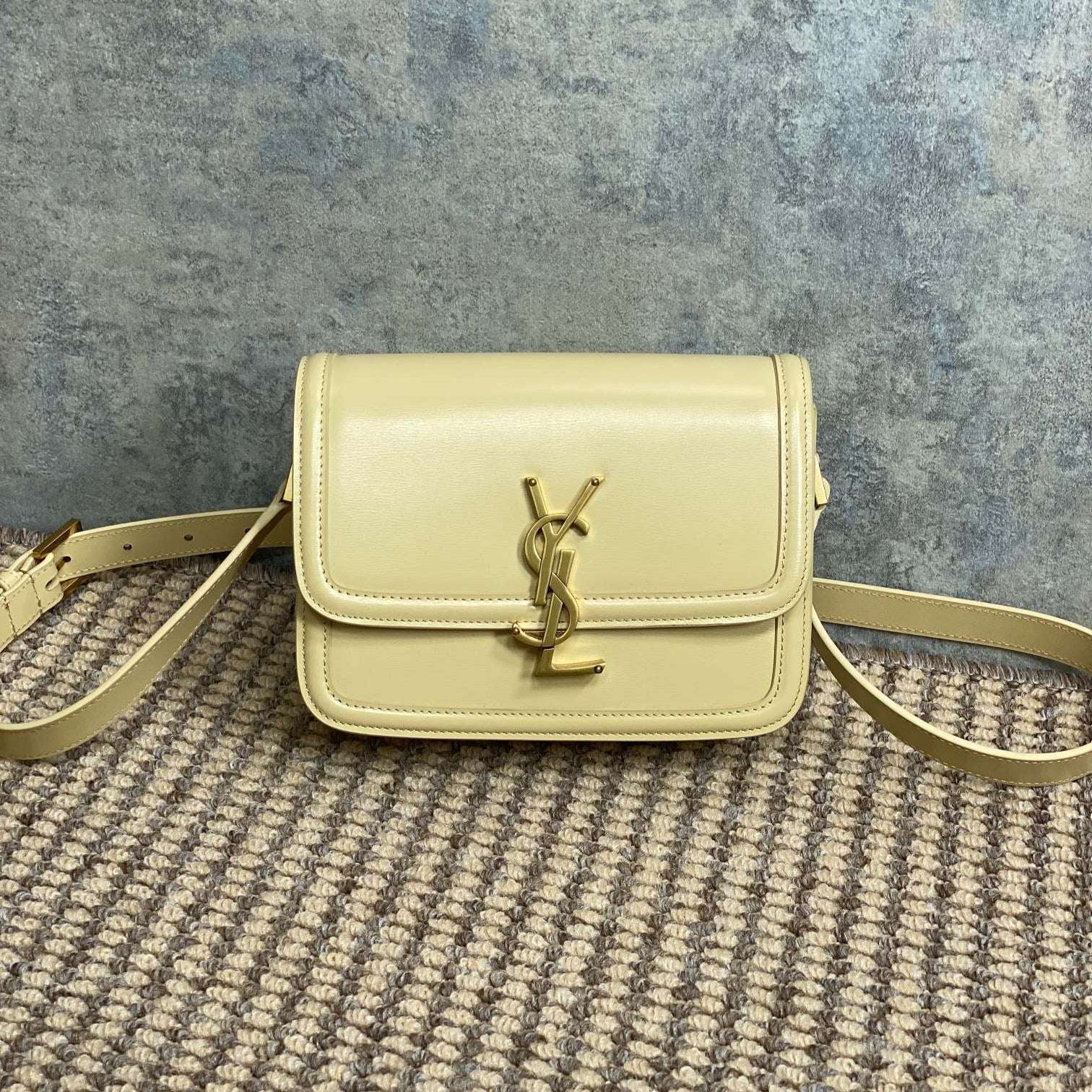 SAINT LAURENT SOLFERINO SMALL SATCHEL 19 IN CANARY YELLOW CALFSKIN GOLD HARDWARE