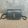 SAINT LAURENT SOLFERINO SMALL SATCHEL 23 IN DARK GREY CALFSKIN GOLD HARDWARE