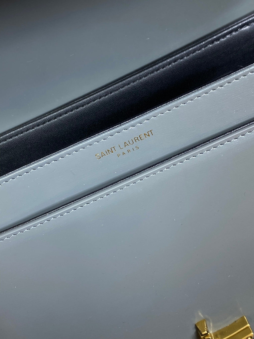 SAINT LAURENT SOLFERINO SMALL SATCHEL 23 IN DARK GREY CALFSKIN GOLD HARDWARE