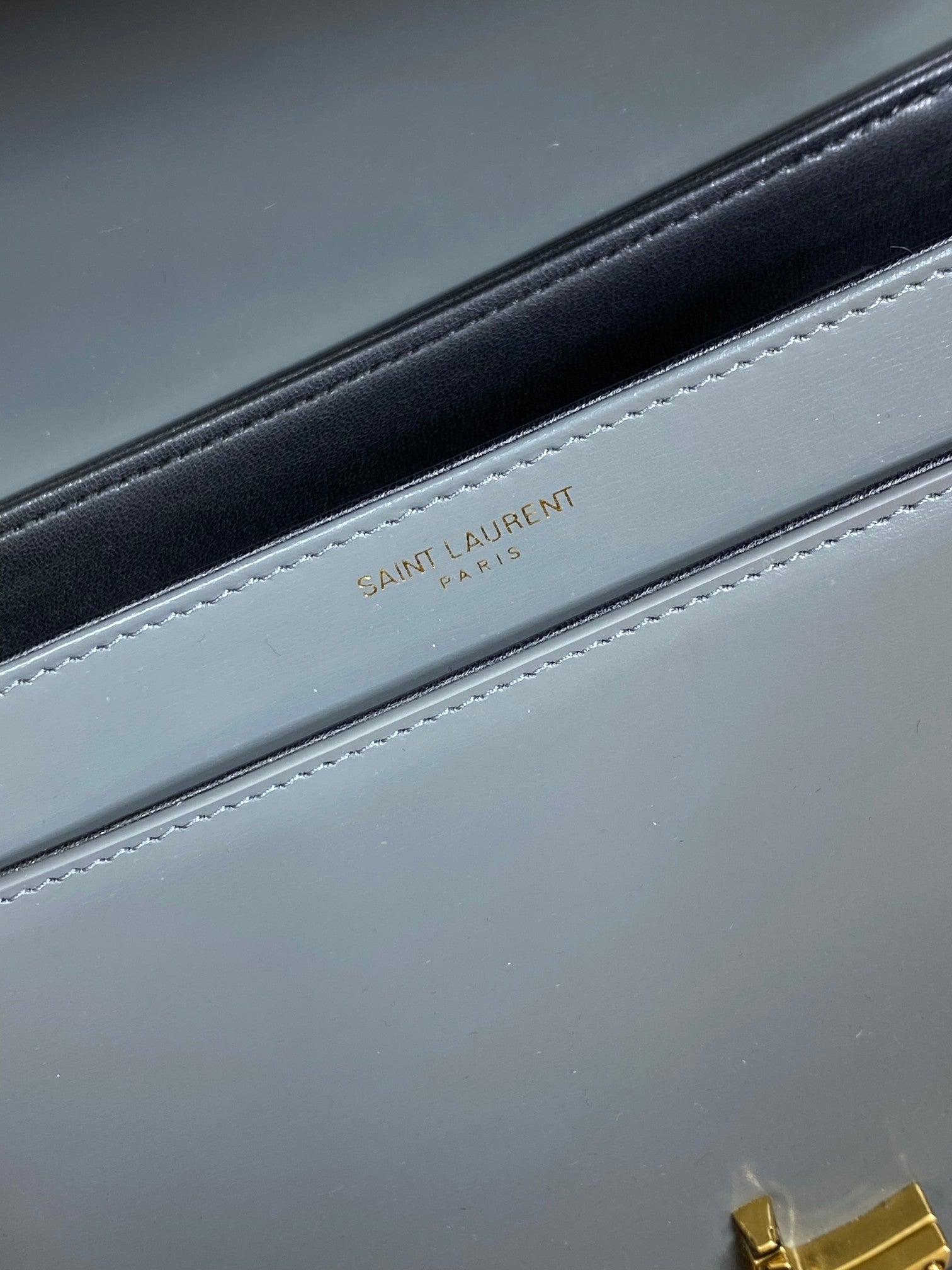 SAINT LAURENT SOLFERINO SMALL SATCHEL 23 IN DARK GREY CALFSKIN GOLD HARDWARE