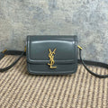 SAINT LAURENT SOLFERINO SMALL SATCHEL 19 IN DARK GREY CALFSKIN GOLD HARDWARE