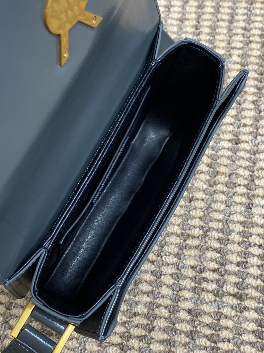 SAINT LAURENT SOLFERINO SMALL SATCHEL 19 IN DARK GREY CALFSKIN GOLD HARDWARE