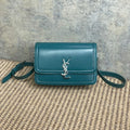 SAINT LAURENT SOLFERINO SMALL SATCHEL 23 IN CERULEAN BLUE CALFSKIN GOLD HARDWARE