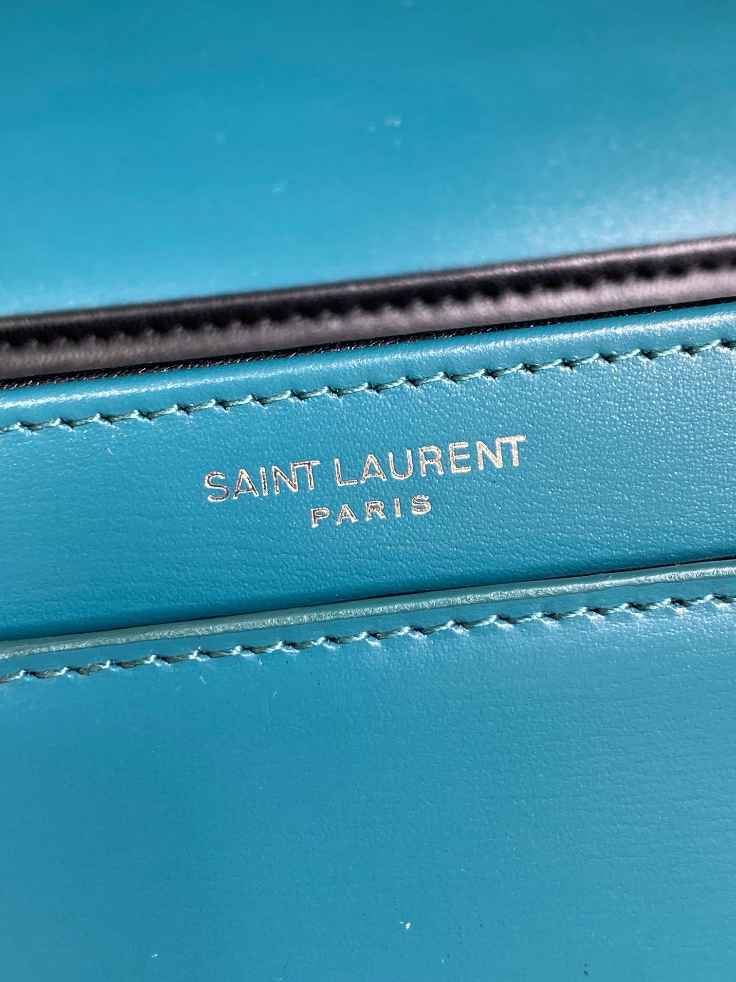 SAINT LAURENT SOLFERINO SMALL SATCHEL 23 IN CERULEAN BLUE CALFSKIN GOLD HARDWARE