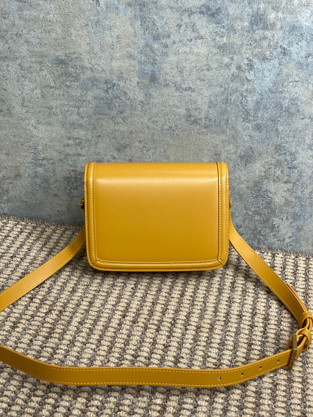 SAINT LAURENT SOLFERINO SMALL SATCHEL 19 IN SAFFRON YELLOW CALFSKIN GOLD HARDWARE