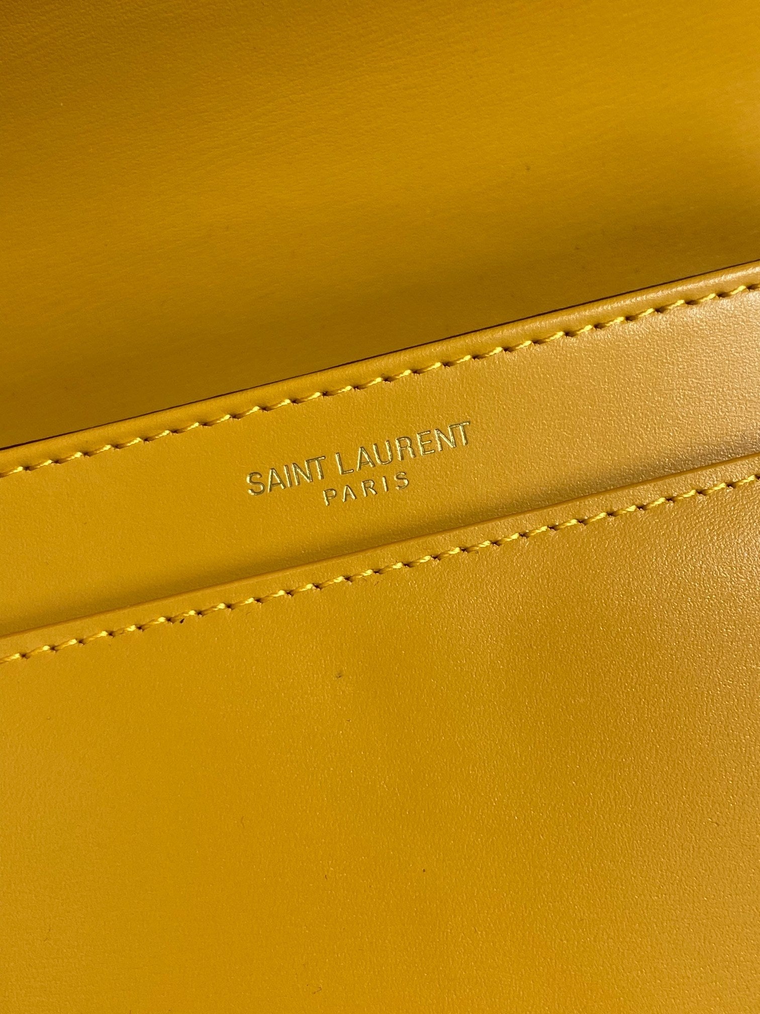 SAINT LAURENT SOLFERINO SMALL SATCHEL 19 IN SAFFRON YELLOW CALFSKIN GOLD HARDWARE