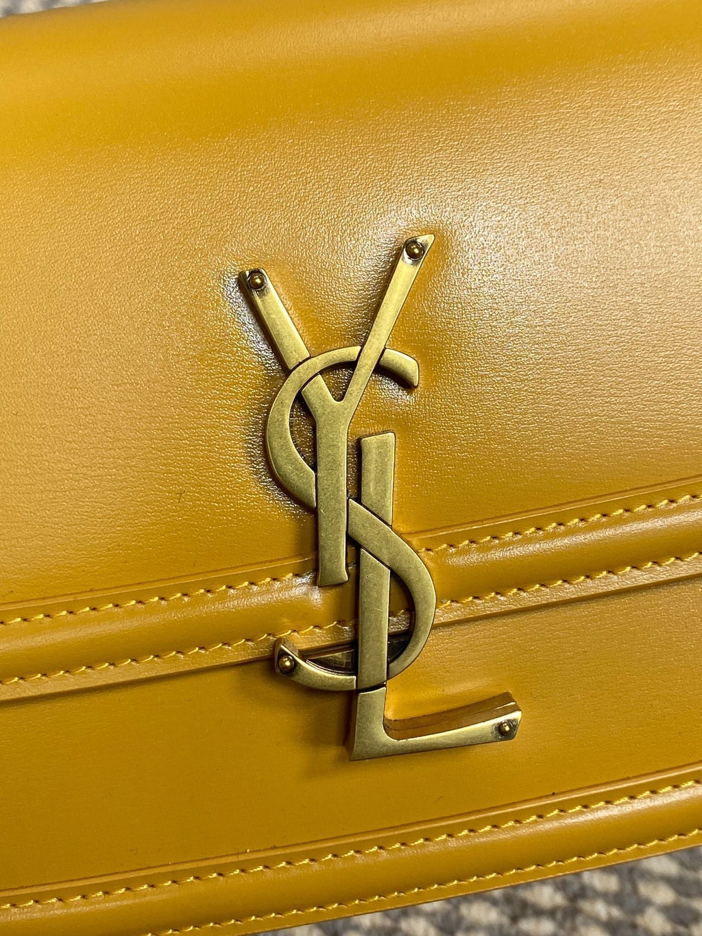 SAINT LAURENT SOLFERINO SMALL SATCHEL 19 IN SAFFRON YELLOW CALFSKIN GOLD HARDWARE