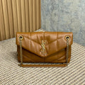 SAINT LAURENT PUFFER SMALL 29 IN BRONZE BROWN LAMBSKIN GOLD HARDWARE