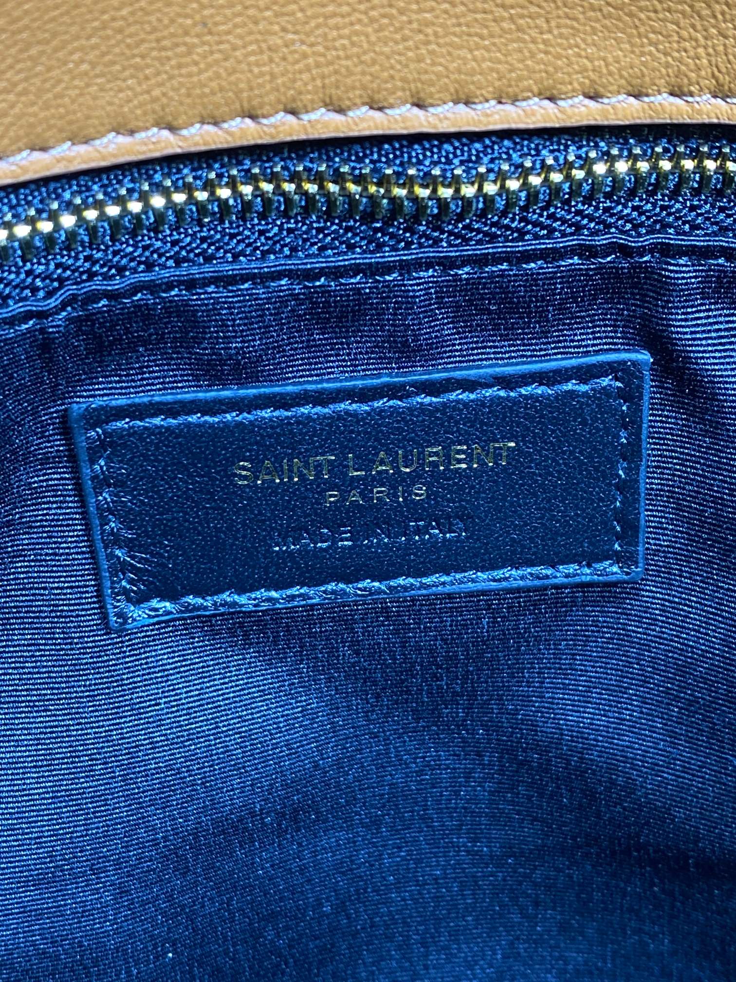 SAINT LAURENT PUFFER SMALL 29 IN BRONZE BROWN LAMBSKIN GOLD HARDWARE