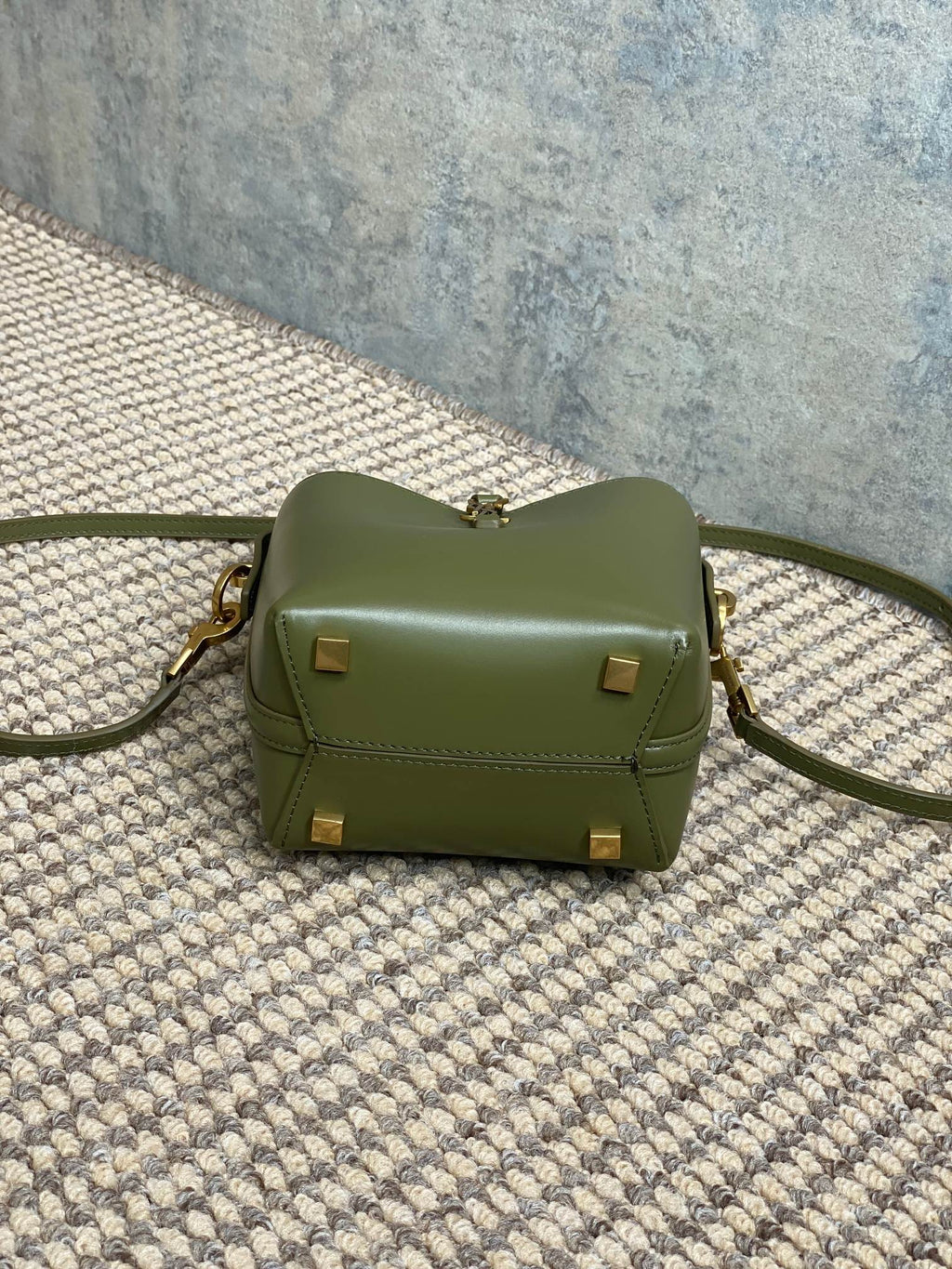 SAINT LAURENT LE 37 MINI BUCKET BAG 15 IN AVOCADO GREEN CALFSKIN GOLD HARDWARE