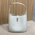 SAINT LAURENT LE 5 À 7 LARGE SUPPLE BAG 31 IN WHITE CALFSKIN
