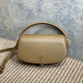 SAINT LAURENT VOLTAIRE HALF-MOON SHOULDER BAG 24 IN CEDAR BROWN CALFSKIN GOLD METALLIC
