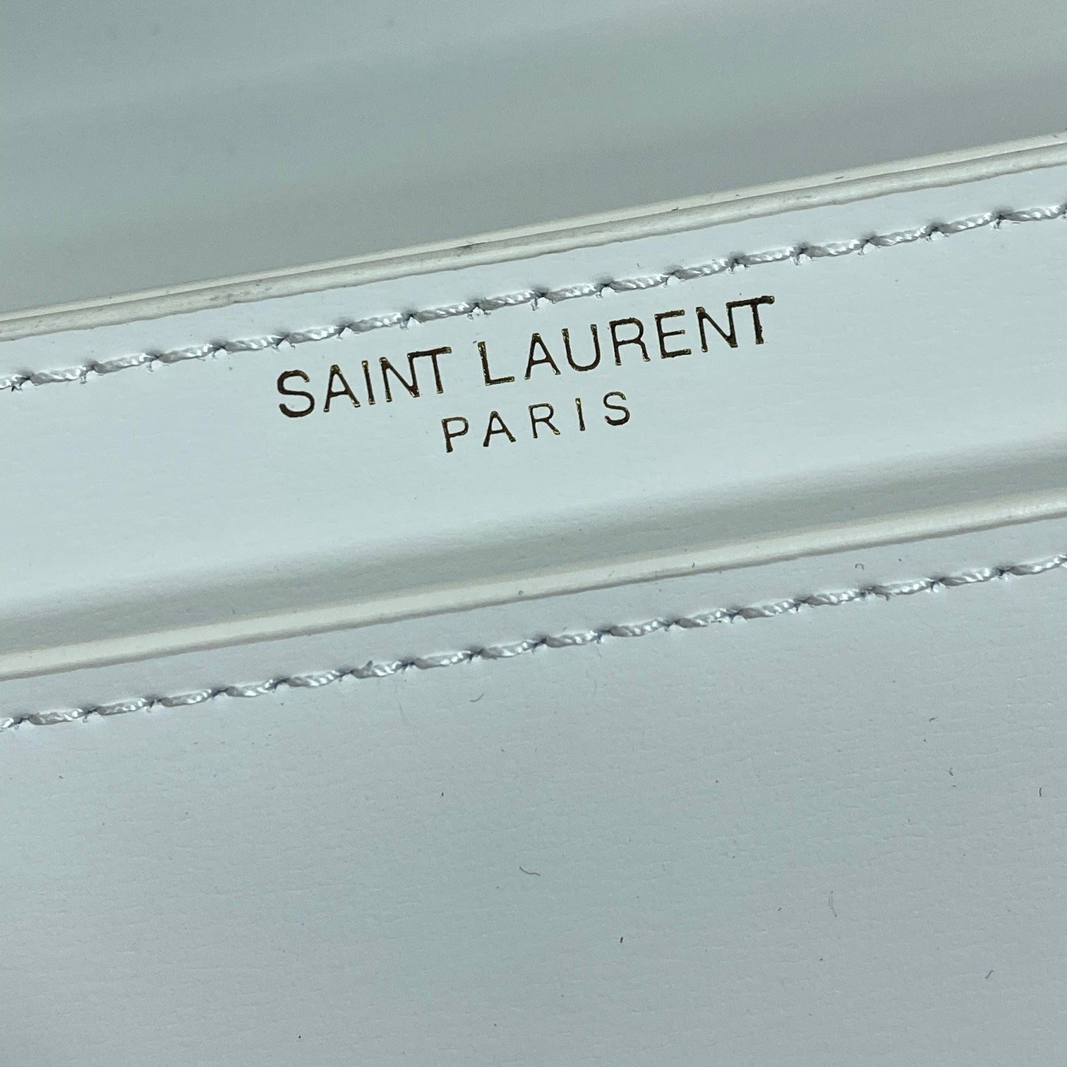 SAINT LAURENT VOLTAIRE HALF-MOON SHOULDER BAG 24 IN WHITE CALFSKIN GOLD METALLIC