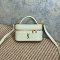 SAINT LAURENT GABY MINI VANITY 18 IN IVORY WHITE LAMBSKIN GOLD HARDWARE