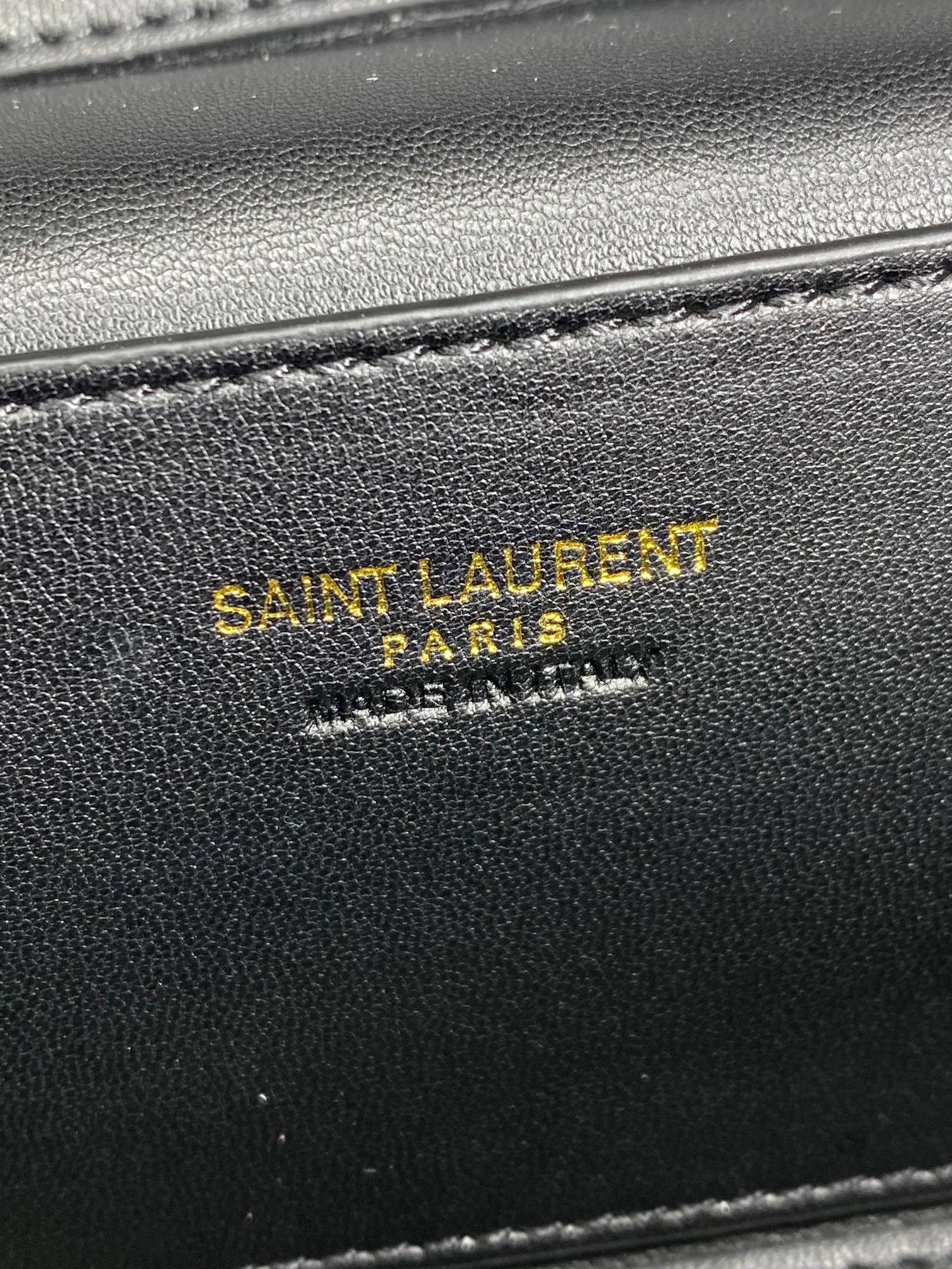 SAINT LAURENT GABY MINI VANITY 18 IN IVORY WHITE LAMBSKIN GOLD HARDWARE