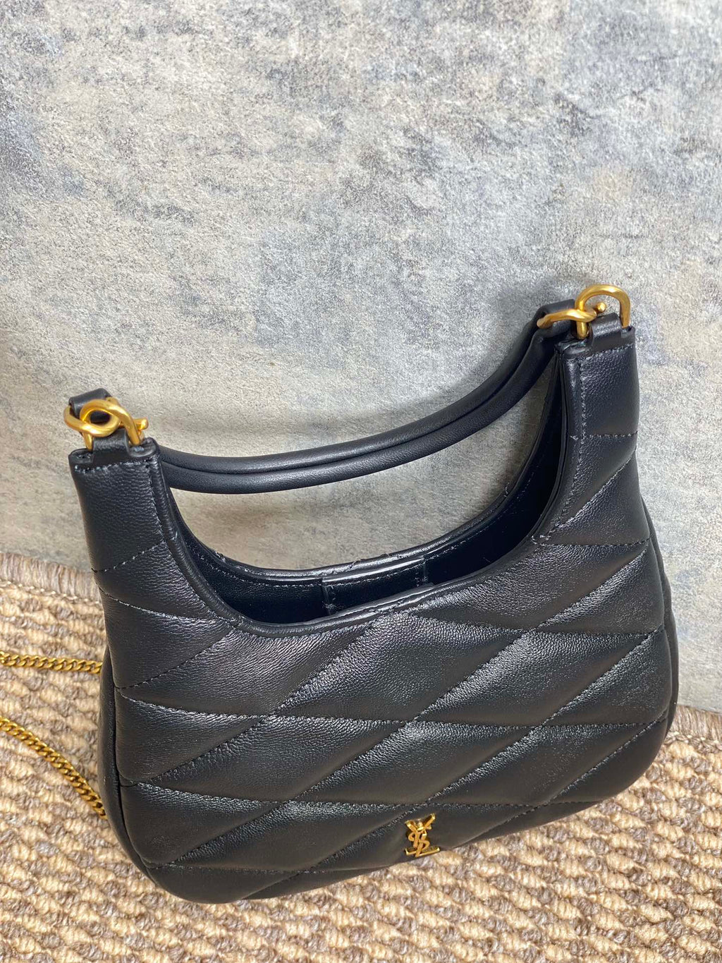 SAINT LAURENT SADE HOBO 21 IN BLACK LAMBSKIN GOLD HARDWARE