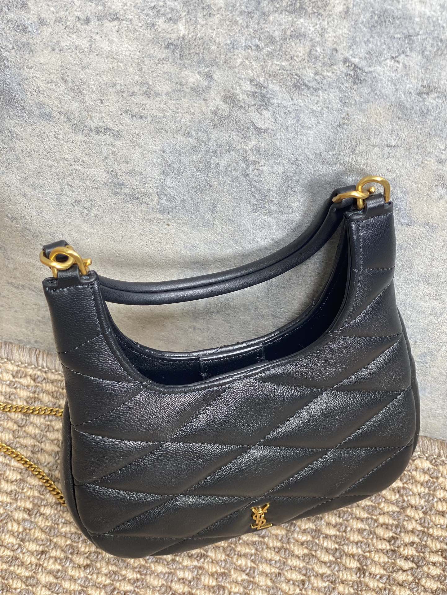 SAINT LAURENT SADE HOBO 21 IN BLACK LAMBSKIN GOLD HARDWARE