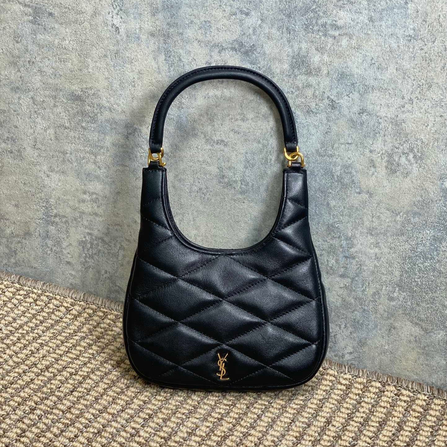 SAINT LAURENT SADE HOBO 21 IN BLACK LAMBSKIN GOLD HARDWARE