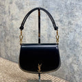 SAINT LAURENT VOLTAIRE TOP HANDLE IN BOX 21 IN BLACK CALFSKIN GOLD HARDWARE