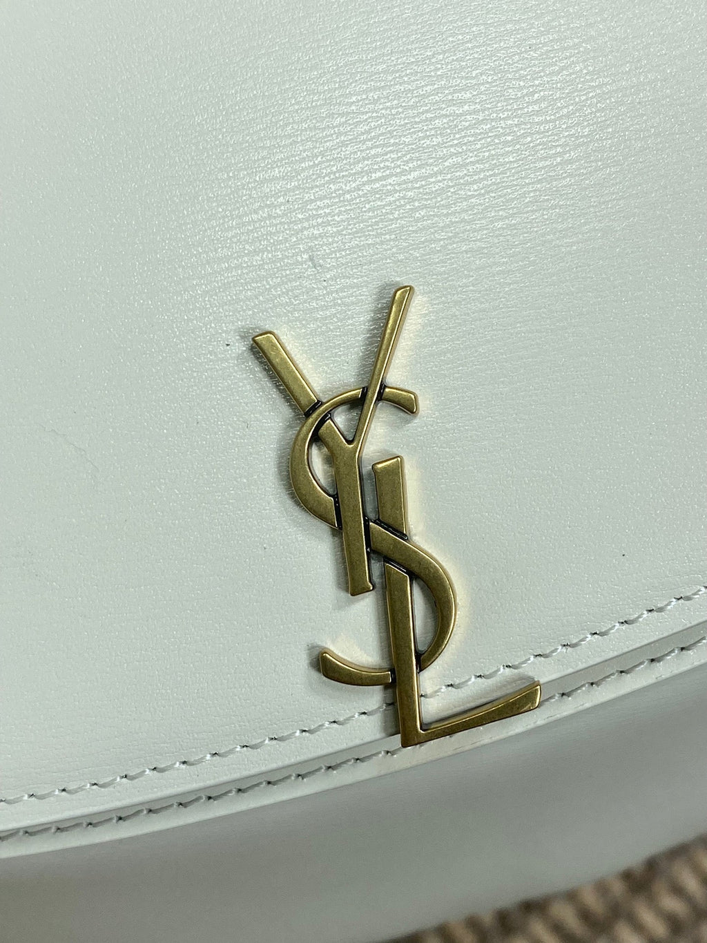 SAINT LAURENT VOLTAIRE TOP HANDLE IN BOX 21 IN WHITE CALFSKIN GOLD HARDWARE