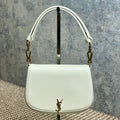 SAINT LAURENT VOLTAIRE TOP HANDLE IN BOX 21 IN WHITE CALFSKIN GOLD HARDWARE